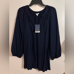 Crown & Ivy Women's Dark Blue Blouse NWT